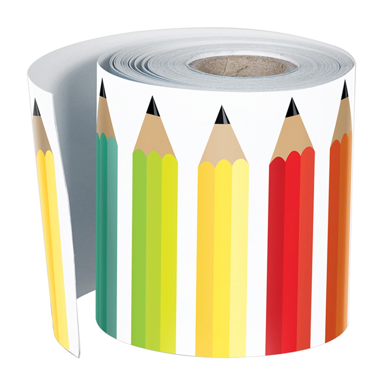 Black, White & Stylish Brights Pencils Rolled Straight Border, 36 Feet